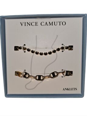 Vince Camuto Gold Tone Anklet Set - 2 Piece